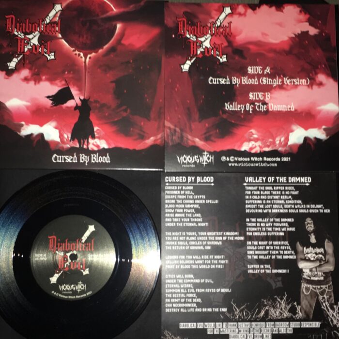 Diabolical Evil Cursed By blood Black vinyl 7 inch vicious witch records