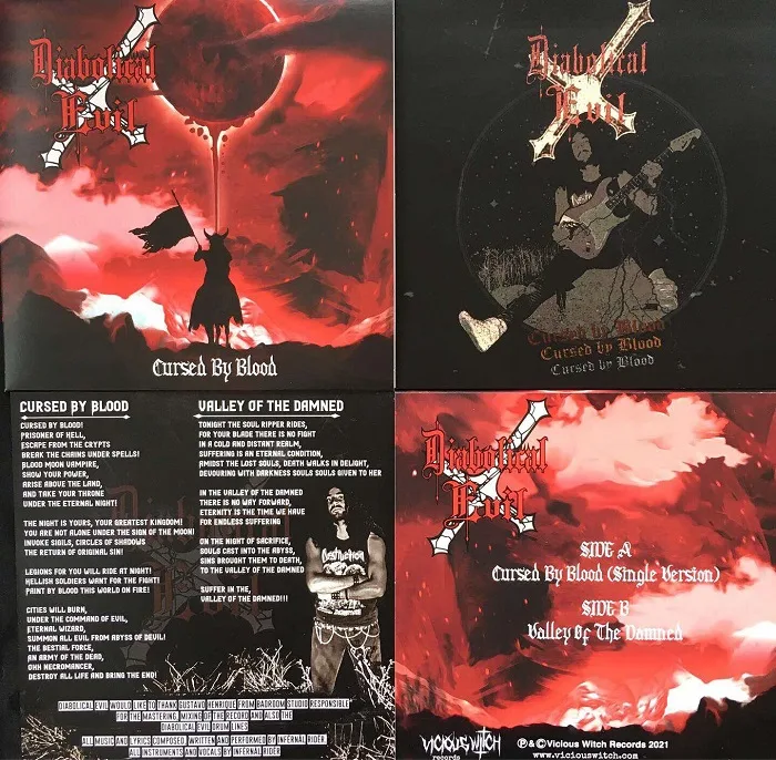 Diabolical Evil Cursed By blood vinyl 7 inch vicious witch records